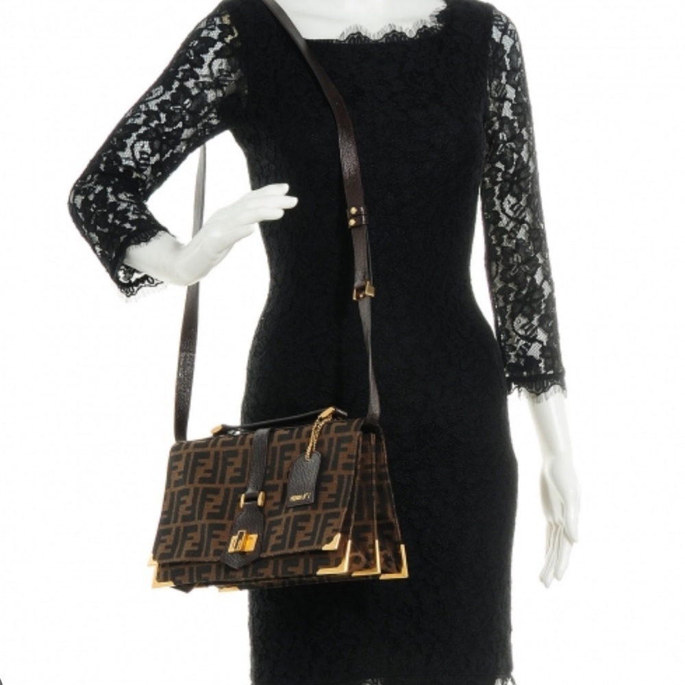 Fendi Bag Zucca Vitello Classic No. 1 Satchel Tobacco Moro Crossbody Top handle - Picture 10 of 17